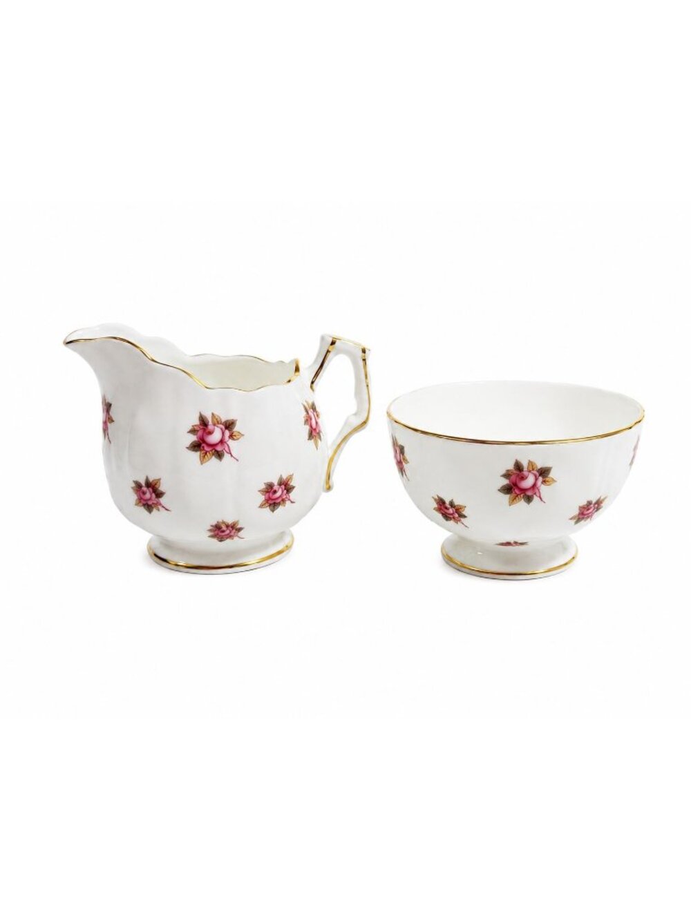 Mini Creamer and Sugar Hathaway by John Aynsley & Sons Small Plnk Roses Vintage